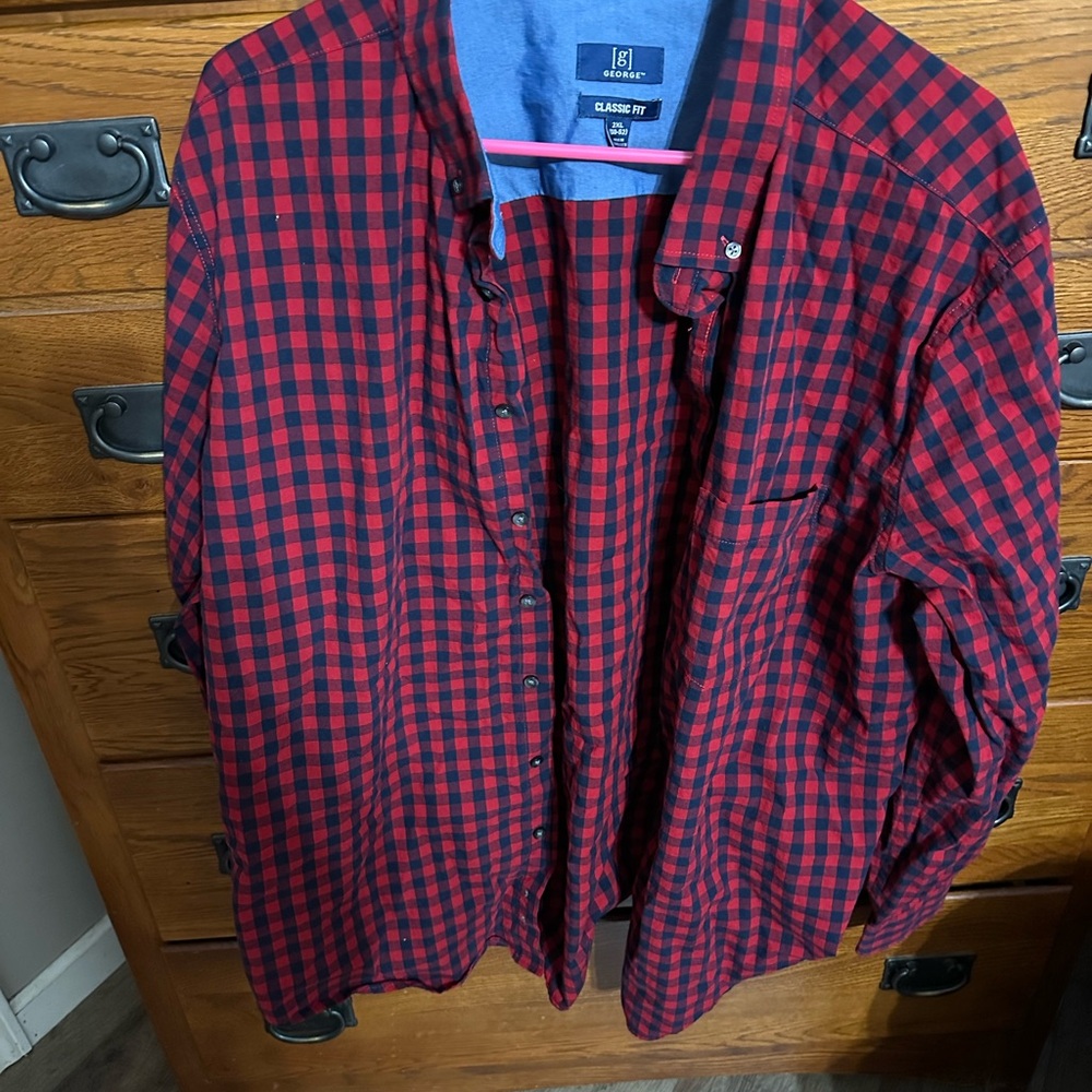 George Red and Navy Plaid Shirt